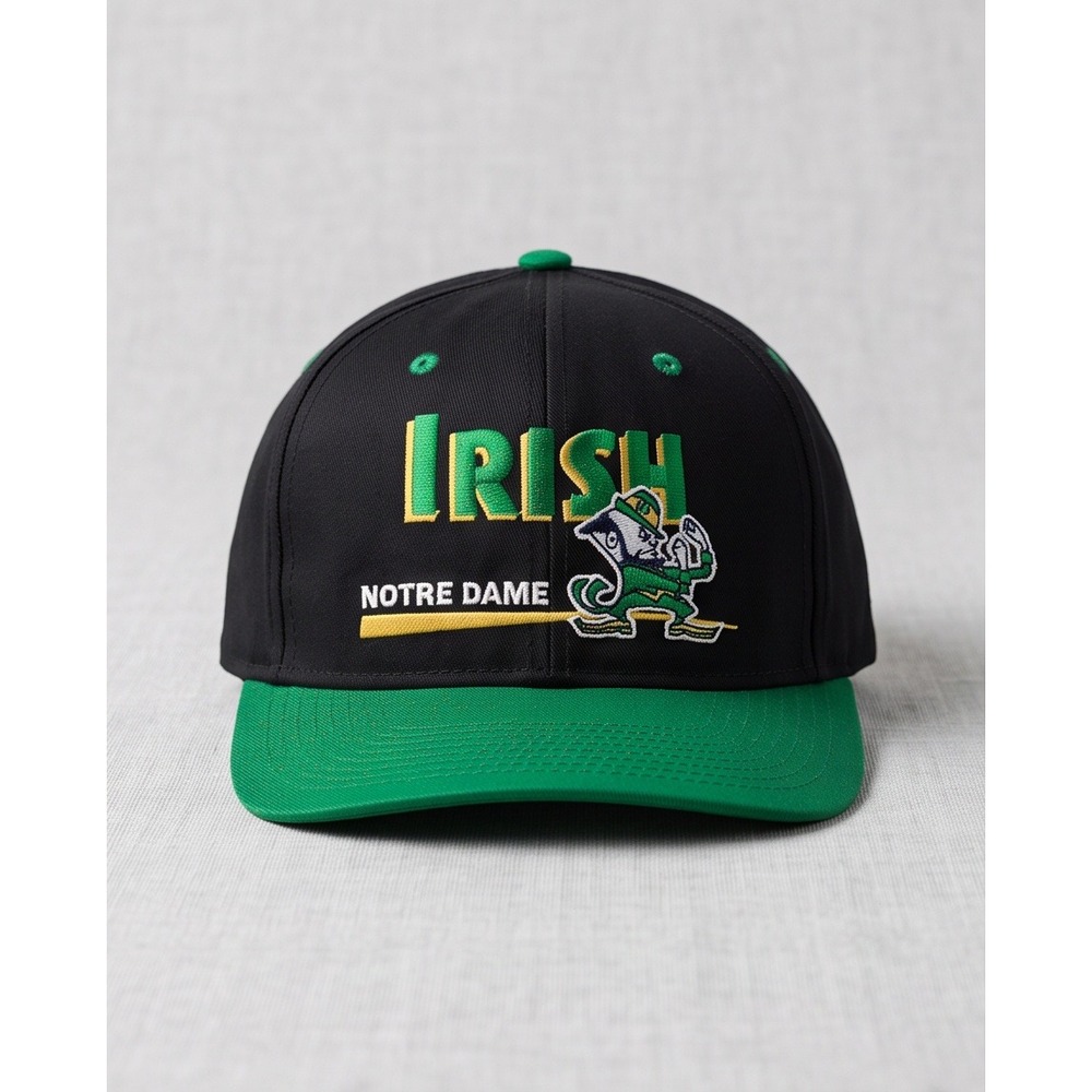 Vintage 90s Notre Dame Fighting Irish Twins Enterprise Snapback Hat Navy Green